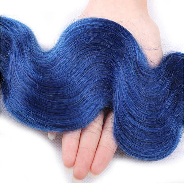 Ombre T1b/Blue Body Wave Human Hair 3 Bundles Weft