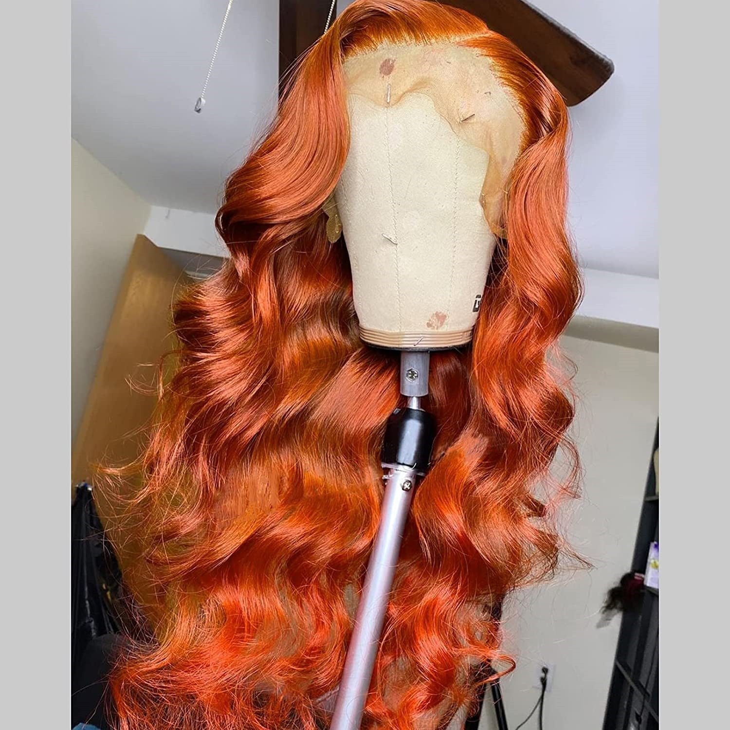 #350 Ginger Orange Body Wave Human Hair 13x4 Lace Front Colorful Hair Wig
