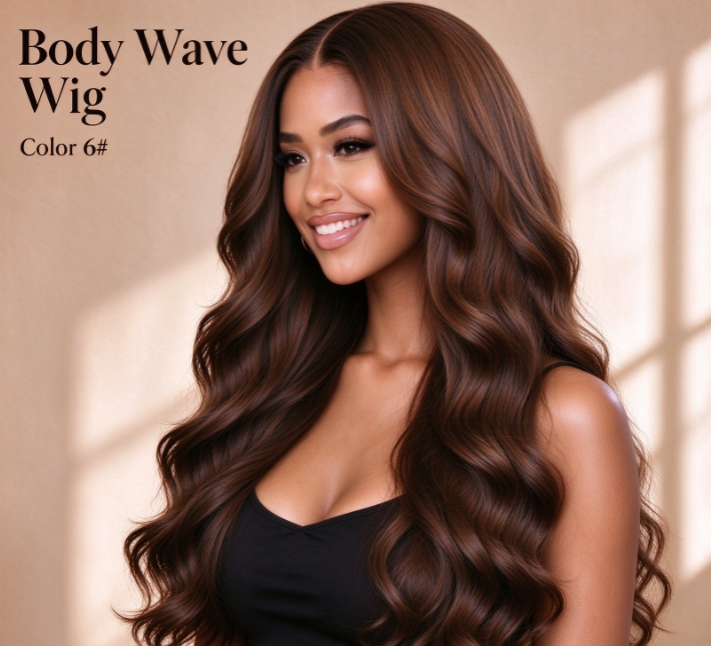 #6 Body Wave Human Hair Wig, Natural Human Hair 13x4 Lace Frontal Wig For Black Women Real Warehouse Stock.