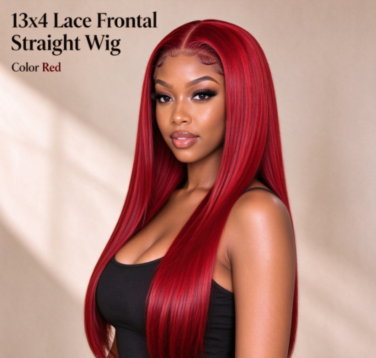 #Red Natural Straight Human Hair Wig. 13x4 Lace Frontal Wig For Black Women Real Warehouse Stock.