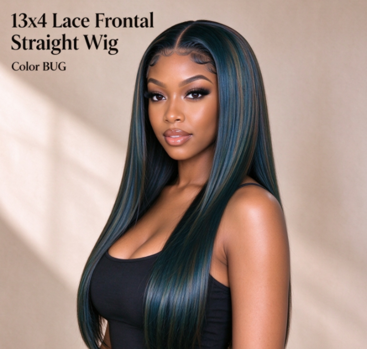 #Bug Natural Straight Human Hair Wig. 13x4 Lace Frontal Wig For Black Women Real Warehouse Stock.