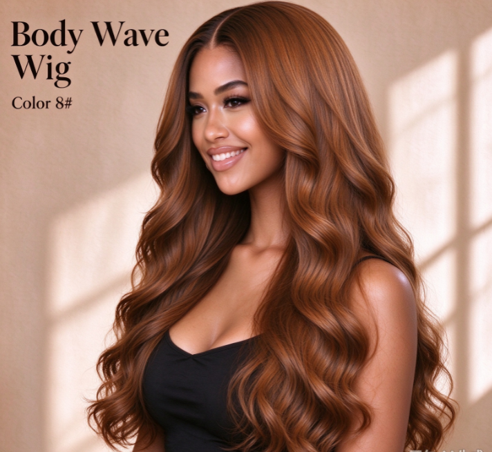 #8 Body Wave Human Hair Wig, Natural Human Hair 13x4 Lace Frontal Wig For Black Women Real Warehouse Stock.