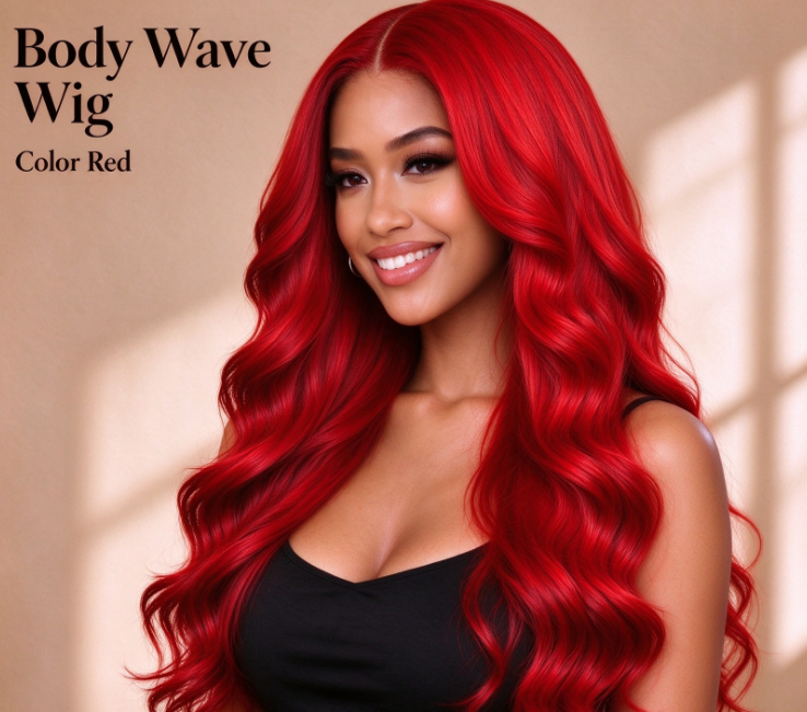 #Red Body Wave Human Hair Wig, Natural Human Hair 13x4 Lace Frontal Wig For Black Women Real Warehouse Stock.