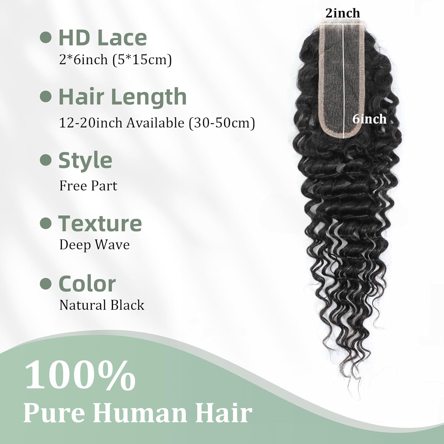 Brazilian Kinky Curly Virgin Human Hair 2x6 HD Lace Human Hair Closure