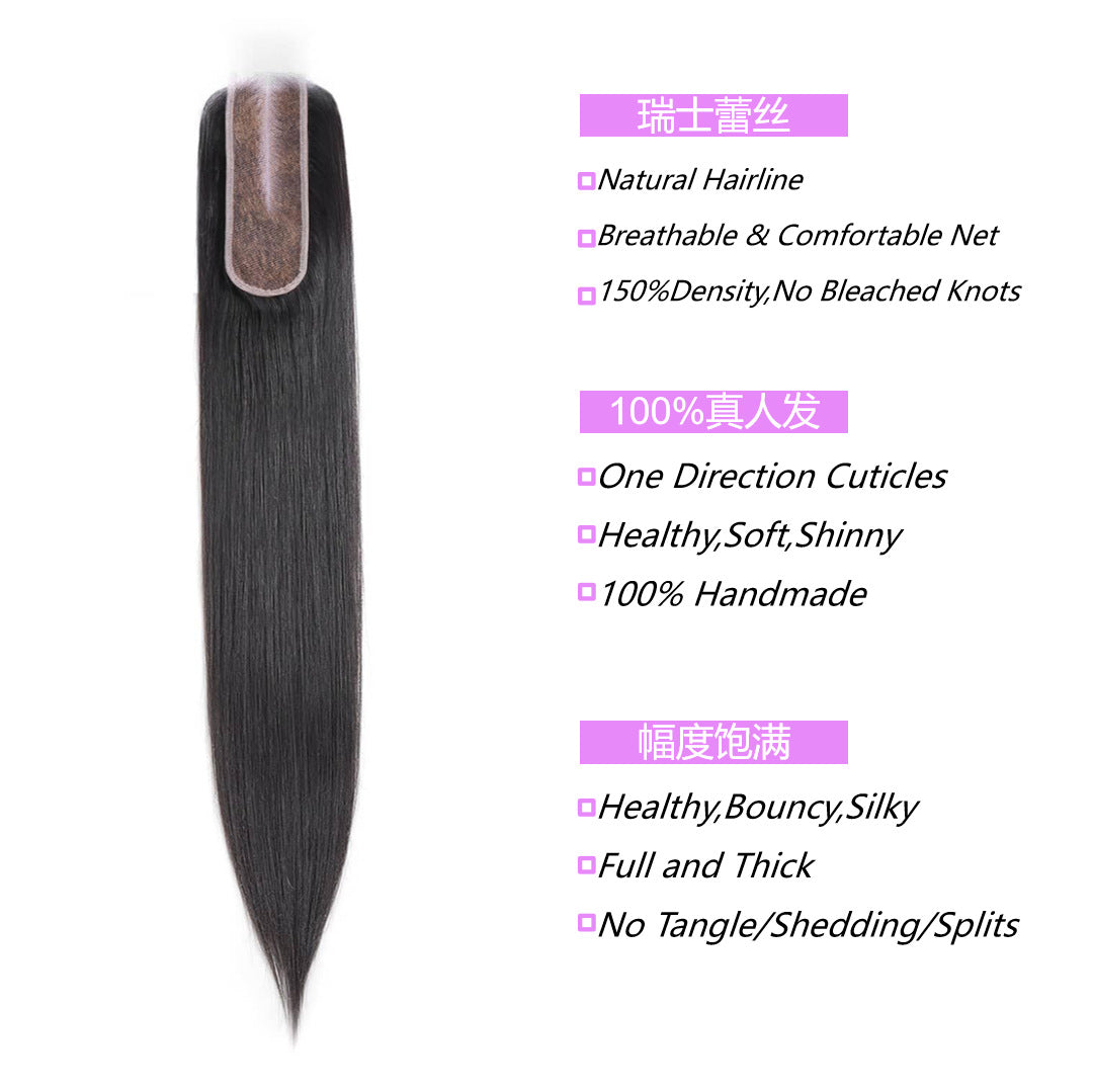 Brazilian Straight Virgin Hair 2x6 Transparent Lace Human Hair Closure