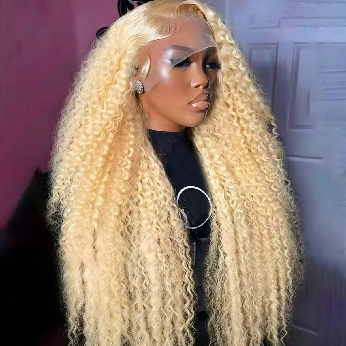 613 Blonde Kinky Curly Human Hair Wig, Curly 13x4 Lace Front Wig For Black Women Real Warehouse Stock