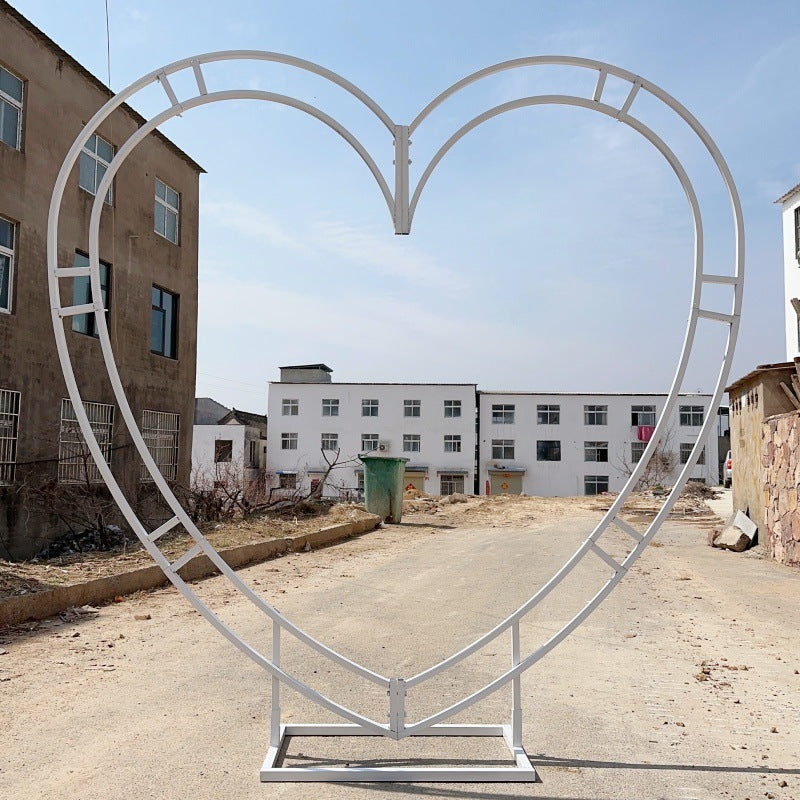 Pink Rose Heart-shaped archway, wedding props, floral arrangement stand, outdoor wedding hall decoration, photography props, artificial flowers