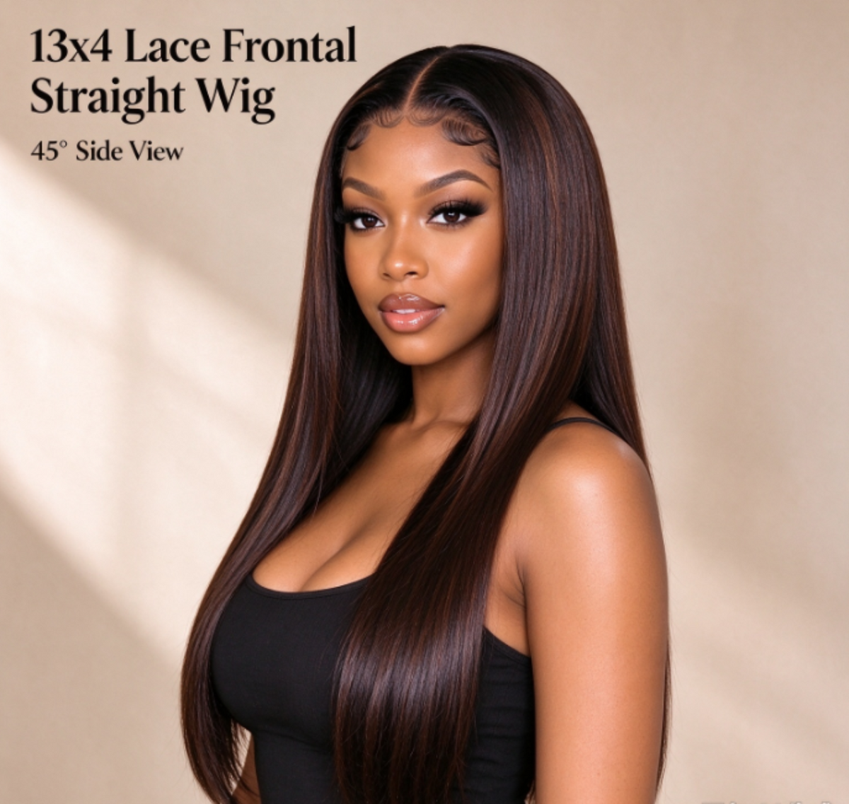 #2 dark brown Natural Straight Human Hair Wig. 13x4 Lace Frontal Wig For Black Women Real Warehouse Stock.