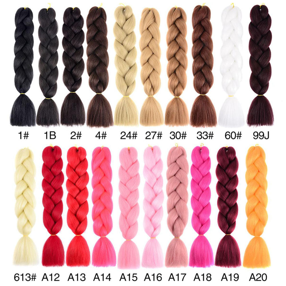 24" Single Color Kanekalon Braiding Synthetic Hair Braids Extension 100g