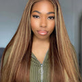P4/27 Highlight Color Straight Human Hair 13x4 Lace Frontal Wig