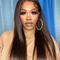 #2 Dark Brown Color Straight Human Hair 4x4 Lace Closure Wig