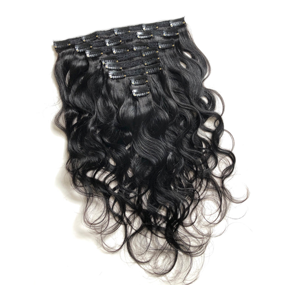 Brazilian Body Wave Clips In Human Hair Extensions 8Pcs/Set 120g