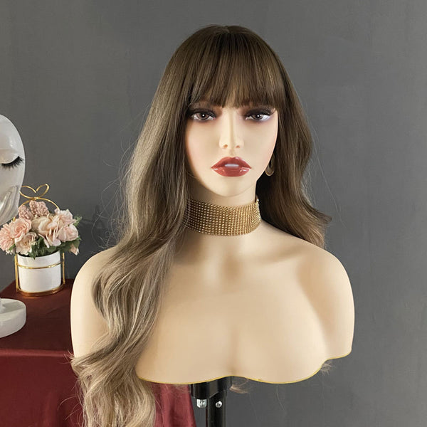 Realistic Female Caucasian Mannequin Head Stand DE-496