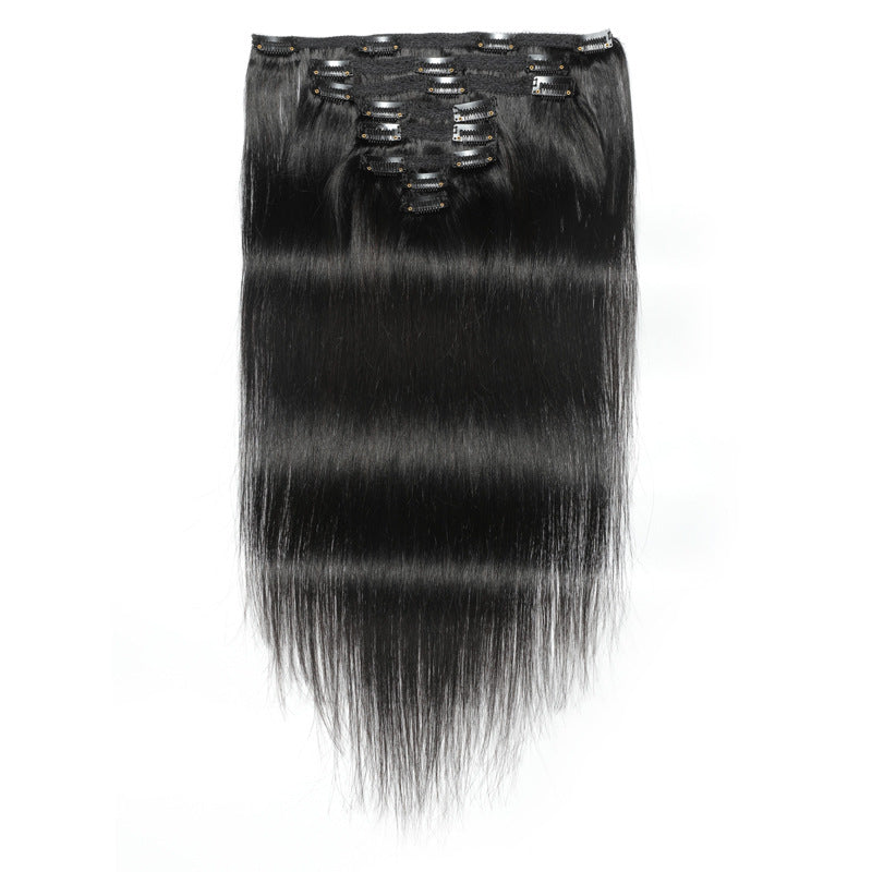 #1b Brazilian Virgin Hair Straight Clips In Human Hair Extensions 8Pcs/Set