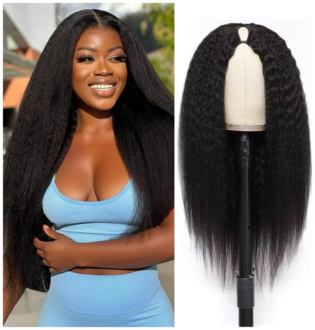 Brazilian Kinky Straight Virgin Human Hair V Part Wigs