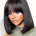 Wear to Go No Lace Short Bob Human Hair Wigs with Bangs
