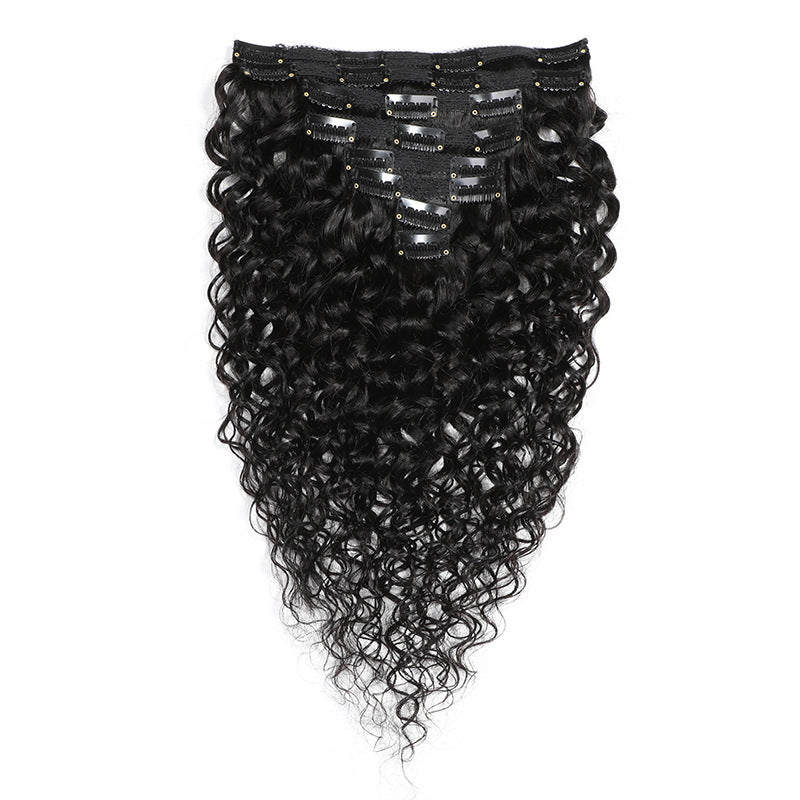 Brazilian Water Wave Human Hair Clips In Hair Extensions 8Pcs/Set