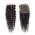 Natural Black Deep Wave 4x4 Lace Closure Human Hair, Transparent Multi-Part Lace Closure Virgin Hair For Black Women