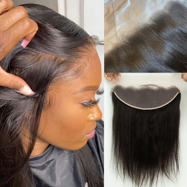 100% Virgin Human Hair 13x4 HD Ear to Ear Lace Frontal Natural Black Color