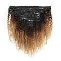 Ombre T1b/4/27 Afro Kinky Curly Human Hair Clips In Hair Extensions 8Pcs/Set