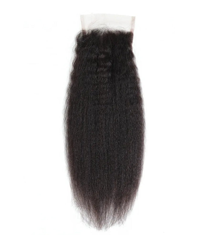 Natural Black Kinky Straight 4x4 Lace Closure Human Hair, Transparent Lace Closure Virgin Hair For Black Women