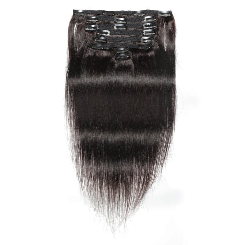 #2 Dark Brown Brazilian Straight Clips In Human Hair Extensions 8Pcs/Set