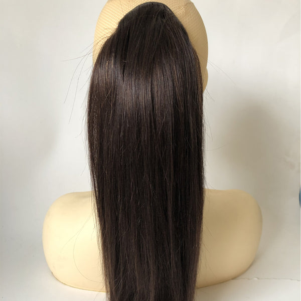 #2 Dark Brown Color 100% Straight Human Hair Drawstring Ponytails