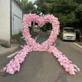 Pink Red White Rose Flower Heart Shaped Floral Arch With Drape Flowers | Artificial Rose Wedding Backdrop