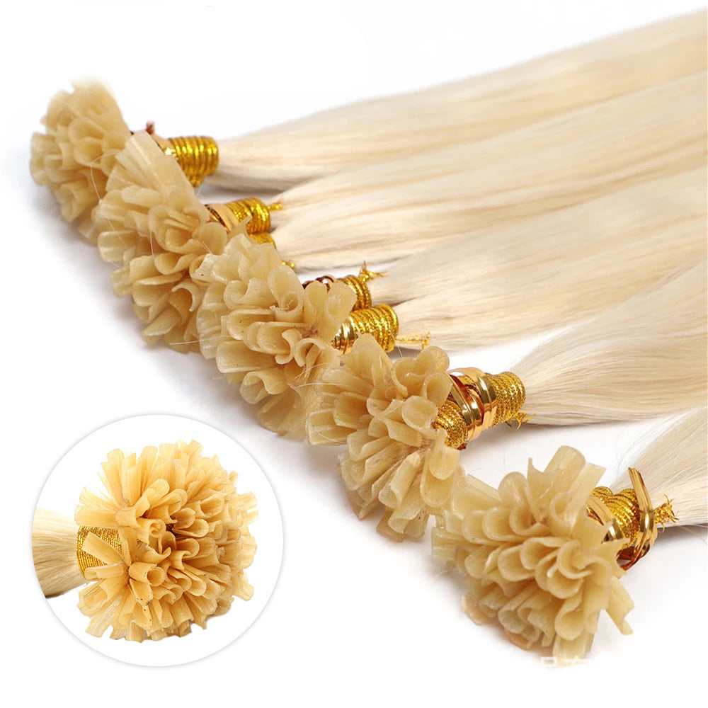 U tip Straight Human Hair Extensions Light Color