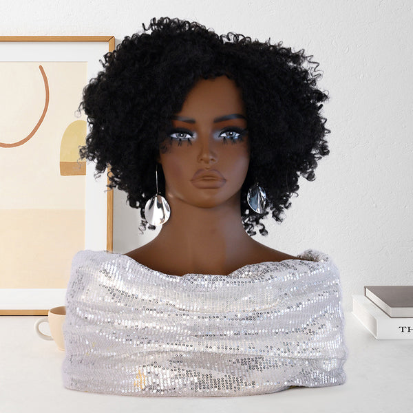 Realistic Female Brown Color Mannequin Head Stand DE-310-AO