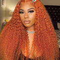 #350 Ginger Orange Kinky Curly Human Hair 13x4 Lace Frontal Wig