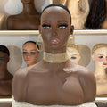 Realistic Female Brown Color Mannequin Head Stand  DE-310-ZC