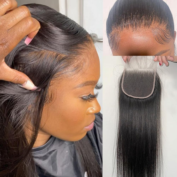 Brazilian Straight Virgin Human Hair 4x4 HD Lace Closure