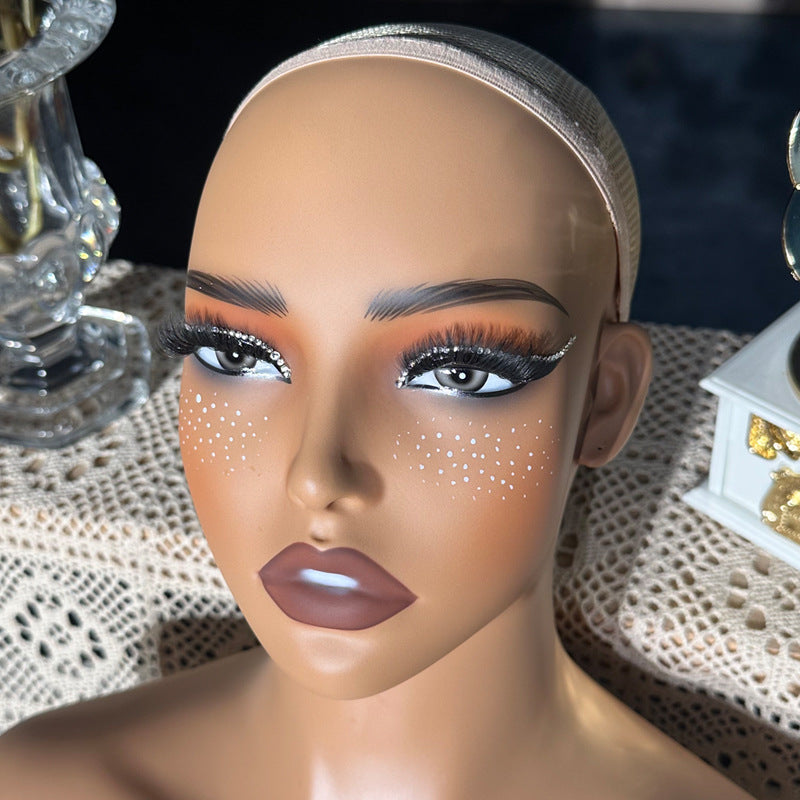 Realistic Female Mannequin Head PVC Stand  DE-487-YH1 eyelashes diamond