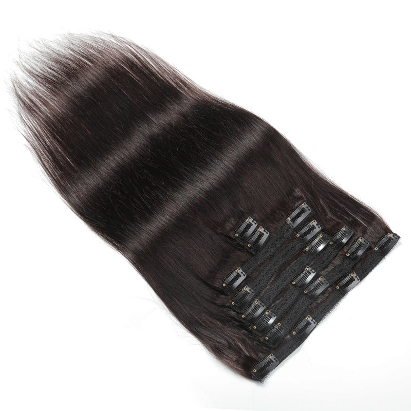 #2 Dark Brown Brazilian Straight Clips In Human Hair Extensions 8Pcs/Set