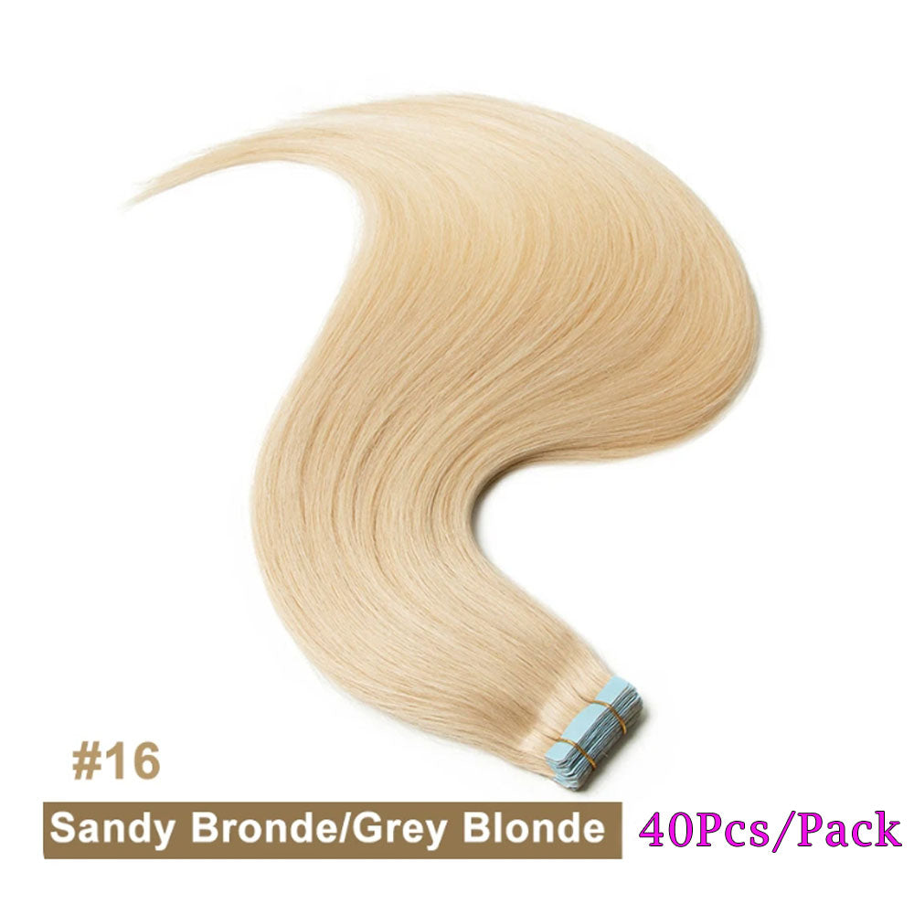 #16 Sandy Blonde Tape In Human Hair Extensions 40Pcs/Pack=100g
