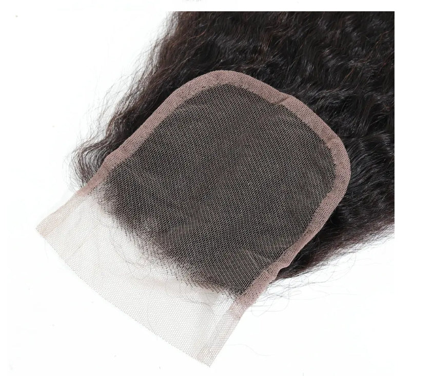 Natural Black Kinky Straight 4x4 Lace Closure Human Hair, Transparent Lace Closure Virgin Hair For Black Women