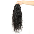 Body Wave Human Hair Claw Clip Ponytail, Natural Black Long Ponytail Extensions for Daily Use