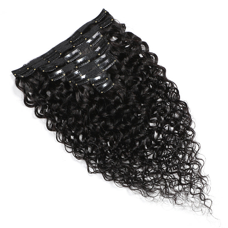 Brazilian Water Wave Human Hair Clips In Hair Extensions 8Pcs/Set