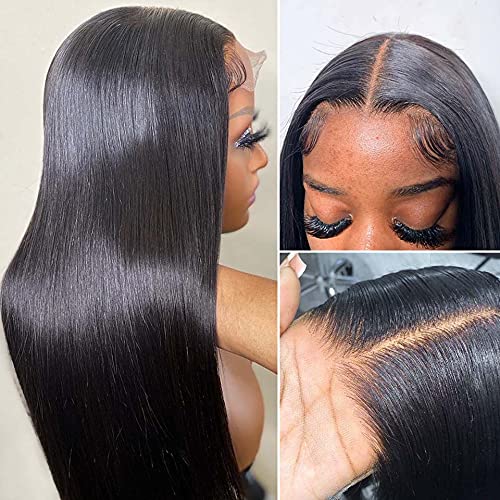 30Inch~38Inch Long Straight Human Hair 4x4 Lace Closure Wigs