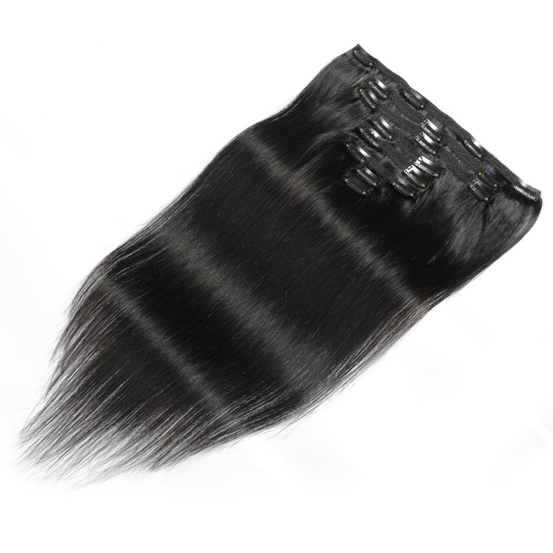 #1b Brazilian Virgin Hair Straight Clips In Human Hair Extensions 8Pcs/Set