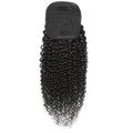 Jet Black Kinky Curly Drawstring Ponytail Human Hair Extensions, Breathable Mesh Net Ponytail Hair Piece for African American Women