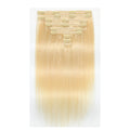 #613 Blonde Straight Clips In Human Hair Extensions 8Pcs/Set