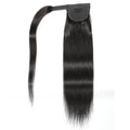 Straight Human Hair Wrap Ponytail Extensions, Natural Black Invisible Tape Ponytail