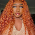 #350 Ginger Orange Color Kinky Curly Human Hair 4x4 Lace Closure Wig