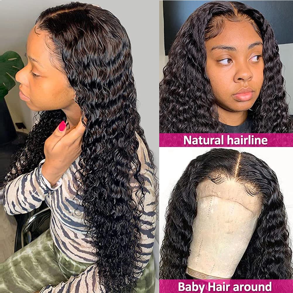 30Inch~40Inch Long Water Wave Human Hair 13x4 Lace Front Wigs
