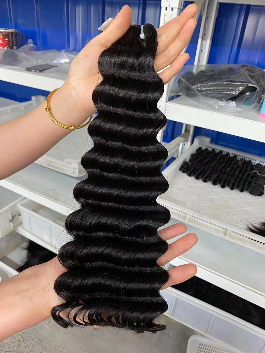 15A Top Super Double Drawn Deep Wave Human Hair Bundles