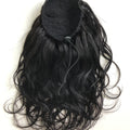 Jet Black Natural Wave Drawstring Ponytail Human Hair Extensions, Breathable Mesh Net Ponytail Hair Piece for African American Women