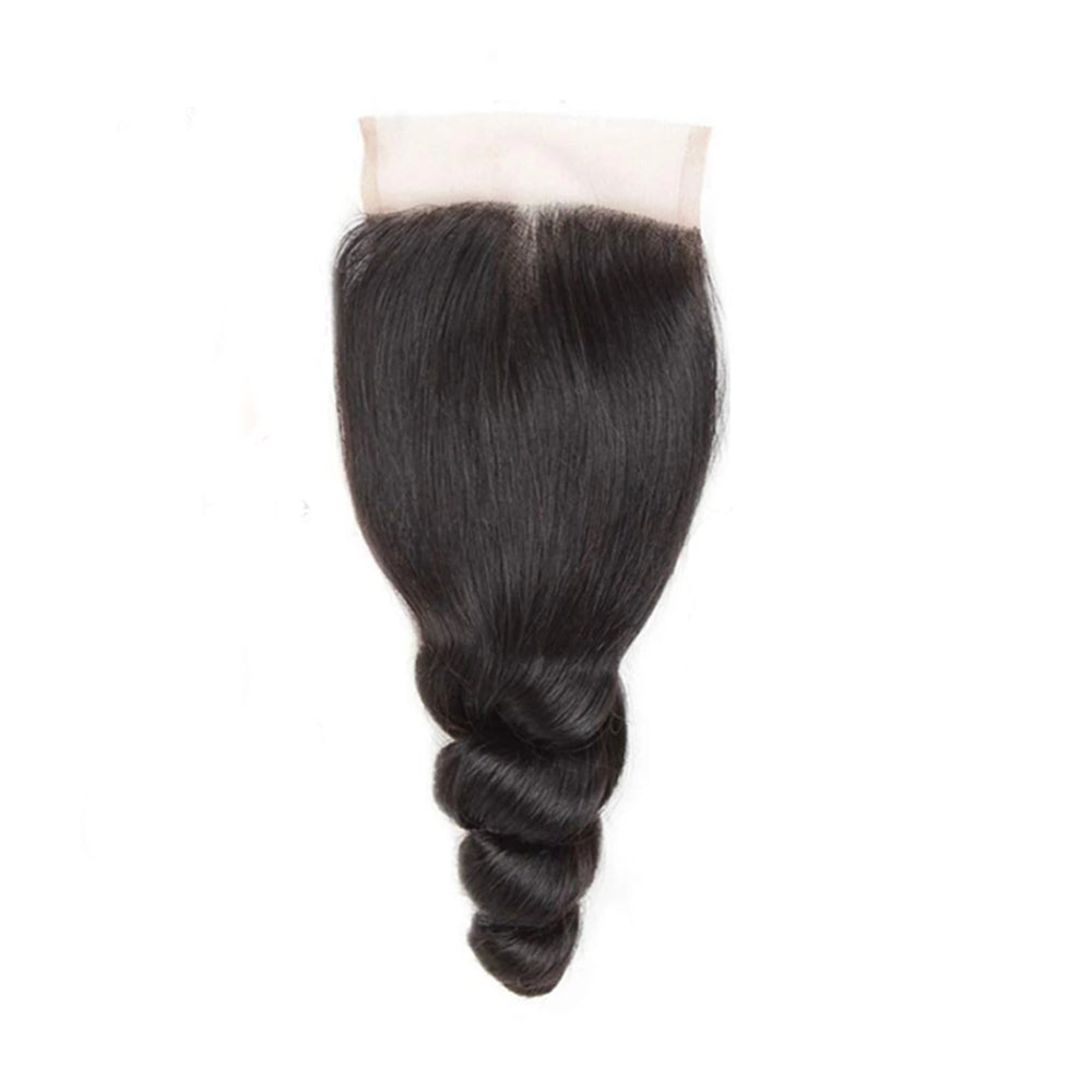 Natural Black Loose wave 4x4 Lace Closure Human Hair, Transparent Lace Closure Virgin Hair For Black Women