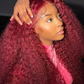 #99J Burgundy Kinky Curly Human Hair 13x4 Lace Frontal Wig